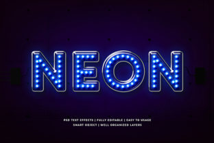 Download Blue Light Neon 3d Text Effect Mockup - Blue Collection