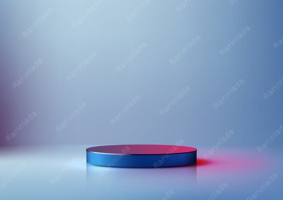 Download 3D Blue Circle Podium with Red Neon - Blue Collection