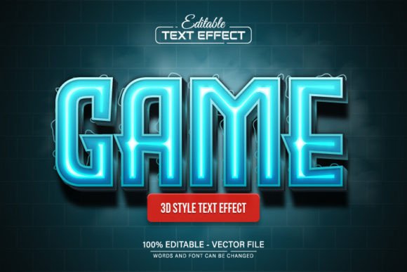 Download Game Blue Glowing Neon 3d Text Effect - Blue Collection