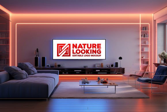 Download Livingroom White Screen Logo Mockup - Screen Collection