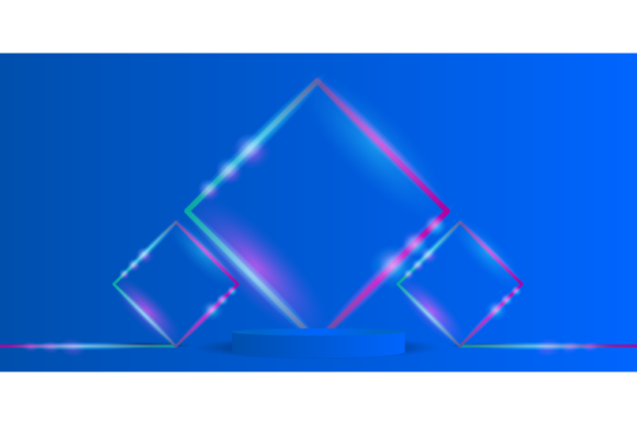 Download Blue Cylinder Podium Stage &amp; Neon Light - Blue Collection