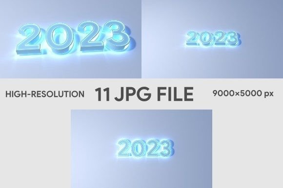 Download 2023 New Year Blue Color Neon Effect JPG - Blue Collection