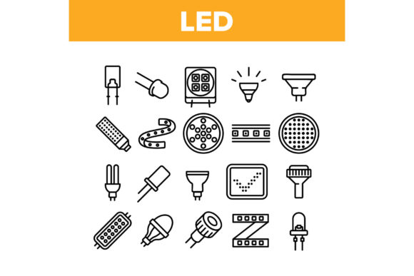 Download Led Lamp Equipment Collection Icons Set - Led lamp Collection
