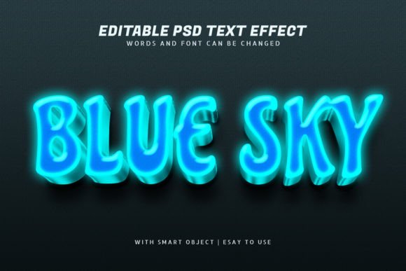 Download Blue Sky 3d Glow Text Effect Editable - Blue Collection