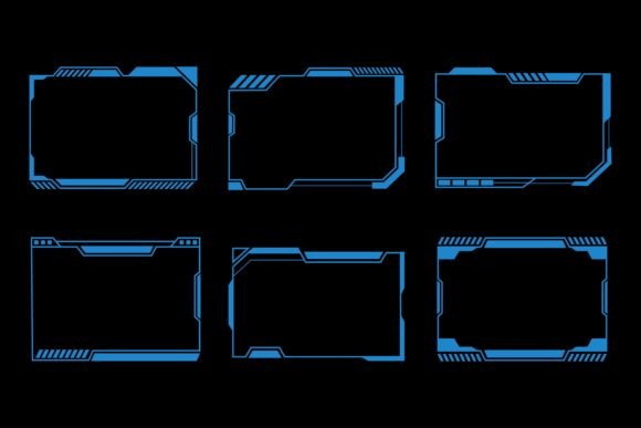Download Set of Blue Frames Cyberpunk Overlay - Blue Collection