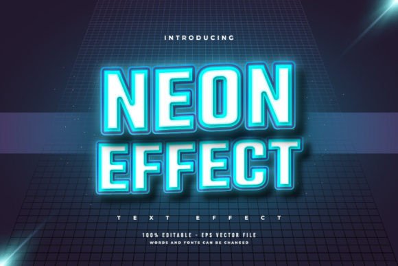 Download Text Effect in Blue Neon Style - Blue Collection