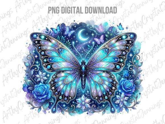 Download Floral Celestial Blue Butterfly PNG - Blue Collection