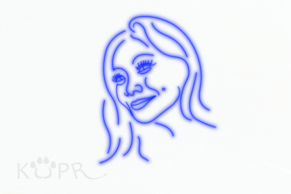 Download Girl Face in Blue As a Neon Sign - Blue Collection