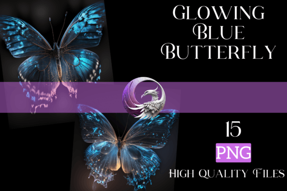 Download Glowing Blue Butterfly - Digital Art - Blue Collection