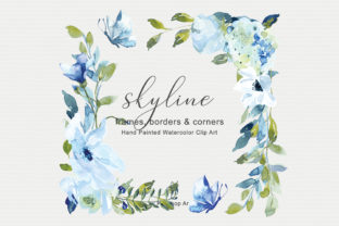 Download Light Blue Watercolor Flowers Frame Set - Blue Collection