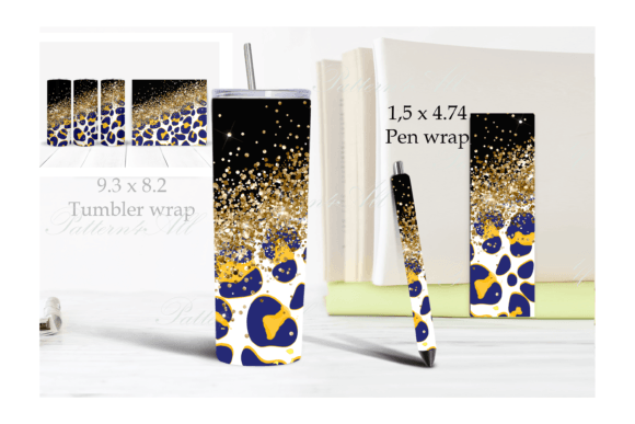 Download Navy Blue Leopard Tumbler &amp; Pen Pack PNG - Blue Collection