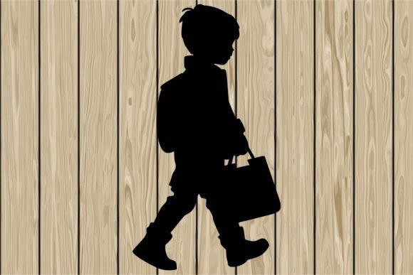 Download Little Boy Carrying Two Bags Silhouette - Premium Resources