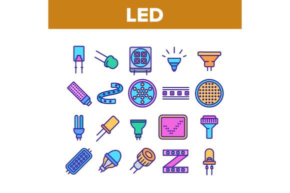 Download Led Lamp Equipment Collection Icons Set - Led lamp Collection