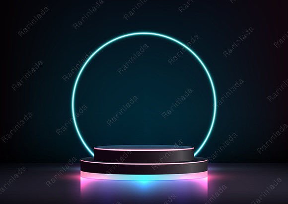 Download 3D Blue Neon Light Podium Stand - Blue Collection