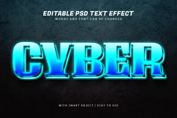 Download Cyber 3d Blue Glow Text Effect Editable - Blue Collection
